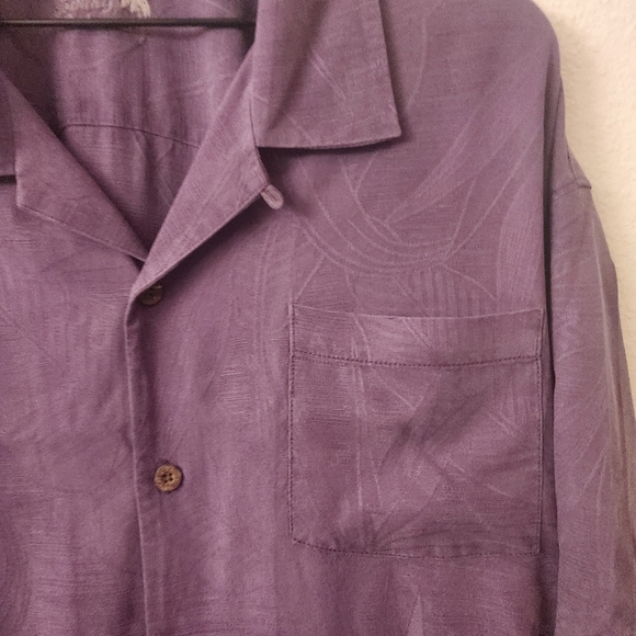 Tommy Bahama Floral Hawaiian 100% Silk Plum Purple Shirt Mens XLX - Picture 2 of 10